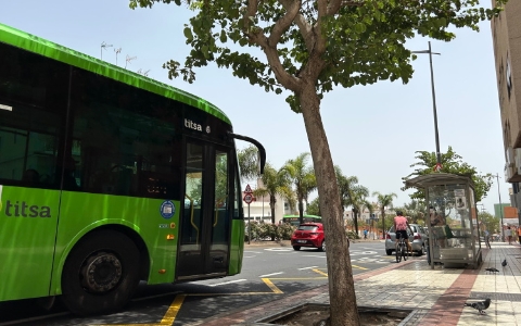 Parada de guagua en La Cuesta